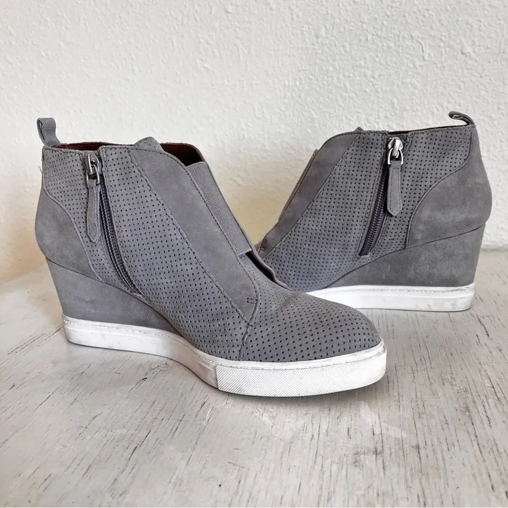 Linea Paolo Felicia grey suede wedge sneaker size 6.5